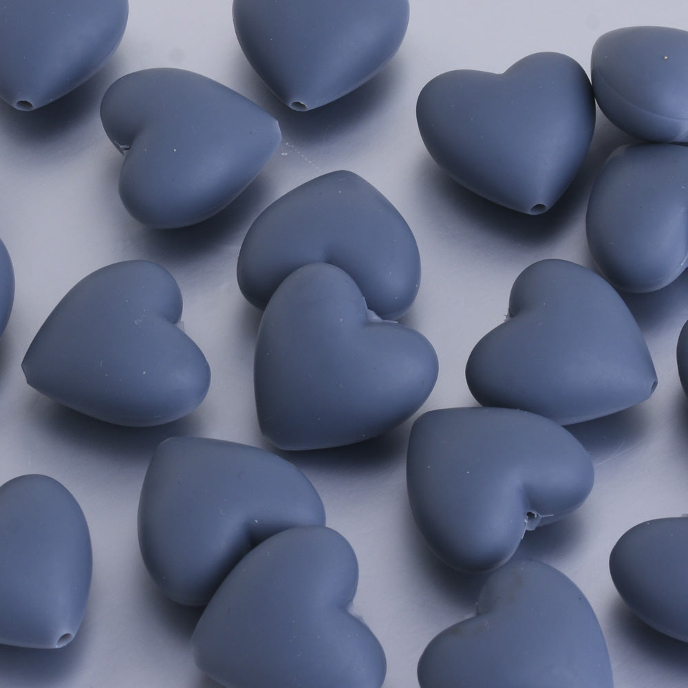 20*19*12MM Heart Silicone Beads 100% Food Grade Silicone Beads BPA Free Sensory Beads diy Necklace bracelet gray 20pcs