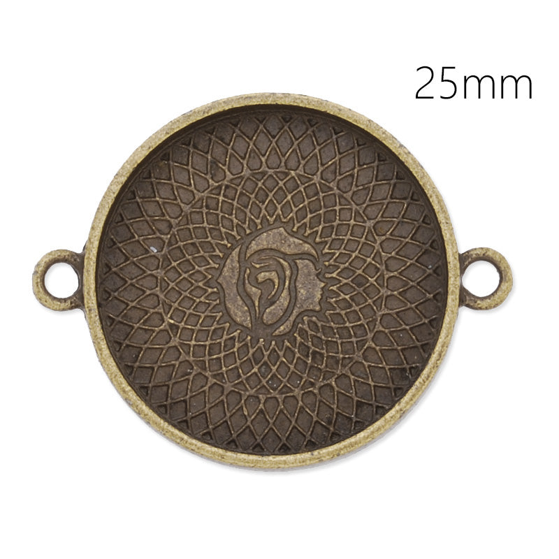 Bracelet Connector with 25mm Round Bezel,Zinc Alloy filled,antique Bronze plated,20pcs/lot