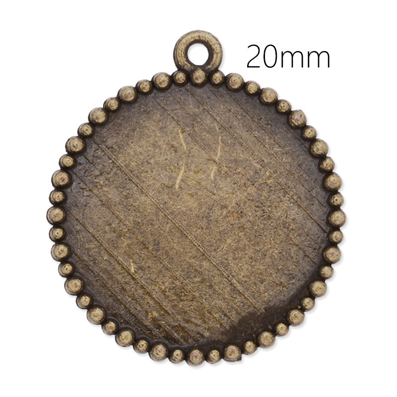 Antique Bronze hard spot pendant tray with 20mm round bezel,20pcs/lot