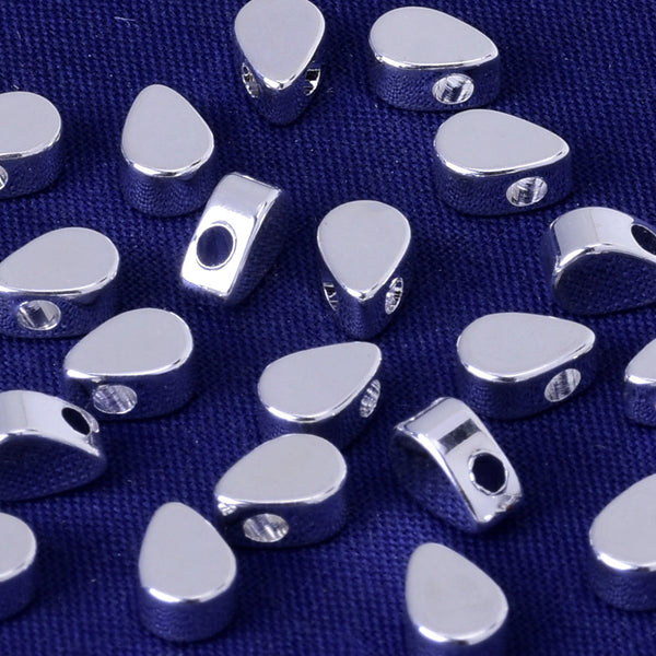 About 6*4mm tibetara® Brass Teardrop beads Spacer Beads blanks with 1 hole Craft Supplies thickness 2mm plated silver 20pcs