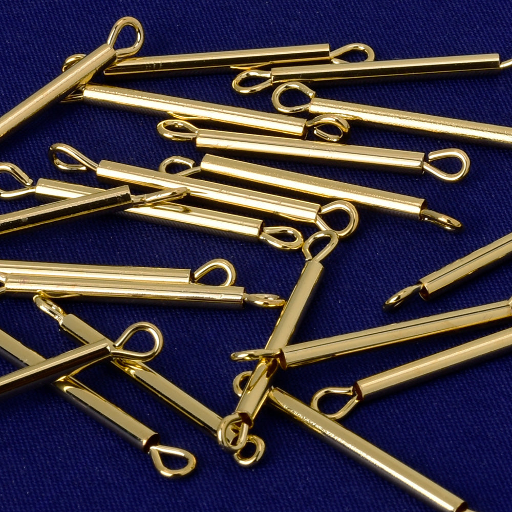 About 27.5*1.85MM tibetara® Blank Brass blanks with 2 holes DIY Jewelry for personalization plated gold  20pcs 10203704