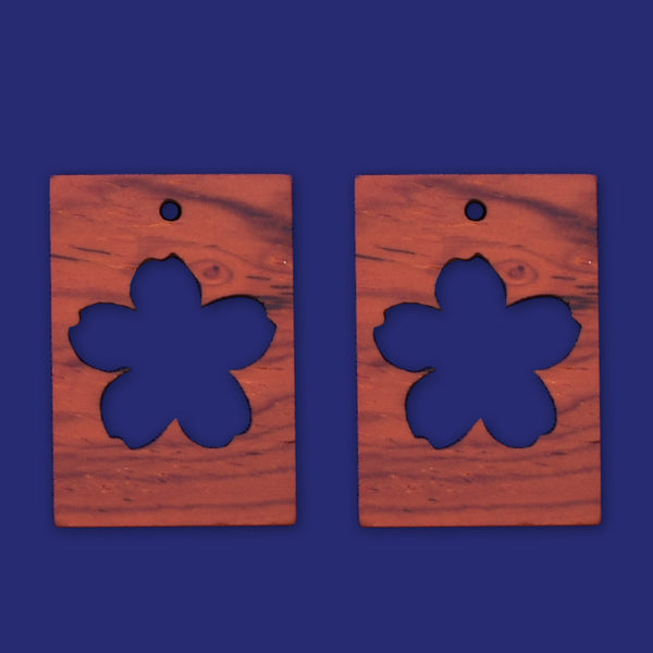 1 Rectangular frame Five petals 34.5x24x4mm wooden pendant Resin Setting Blanks handmade wood resin jewelry