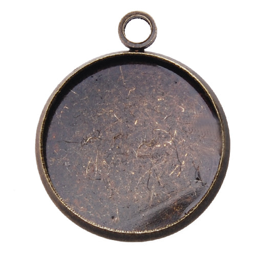Antique Bronze Plated Pendant trays,lead and nickle free,fit 16mm round glass cabocon, sold 50pcs per pkg