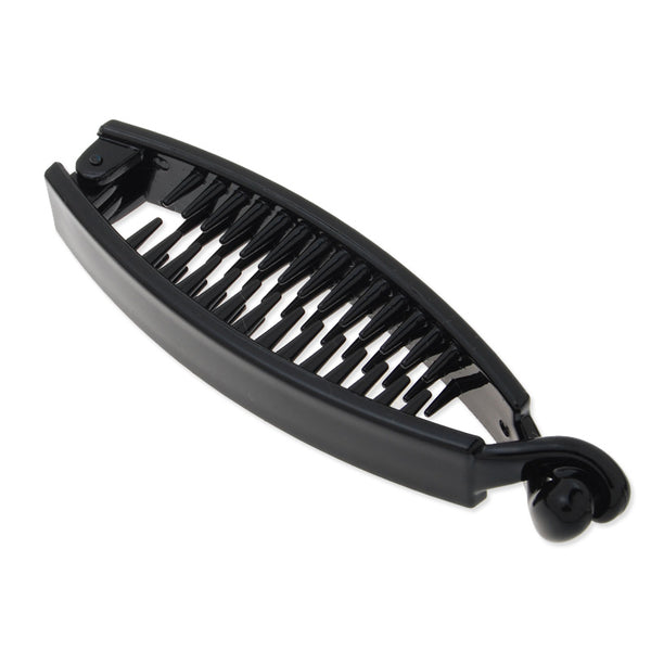 100mm Blank Black Shiny Plastic Hair Barrette(Claw) with secure extra Teeth,14mm width,20 Pieces/lot