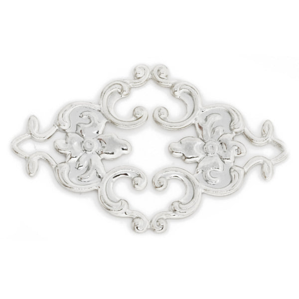 36x23mm Brass Hollow Filigree Flower Wraps Connectors,Imitation rhodium Filigree Flower Rhombus Connectors Links,Hair clasp jewelry materials,50PCS/lot