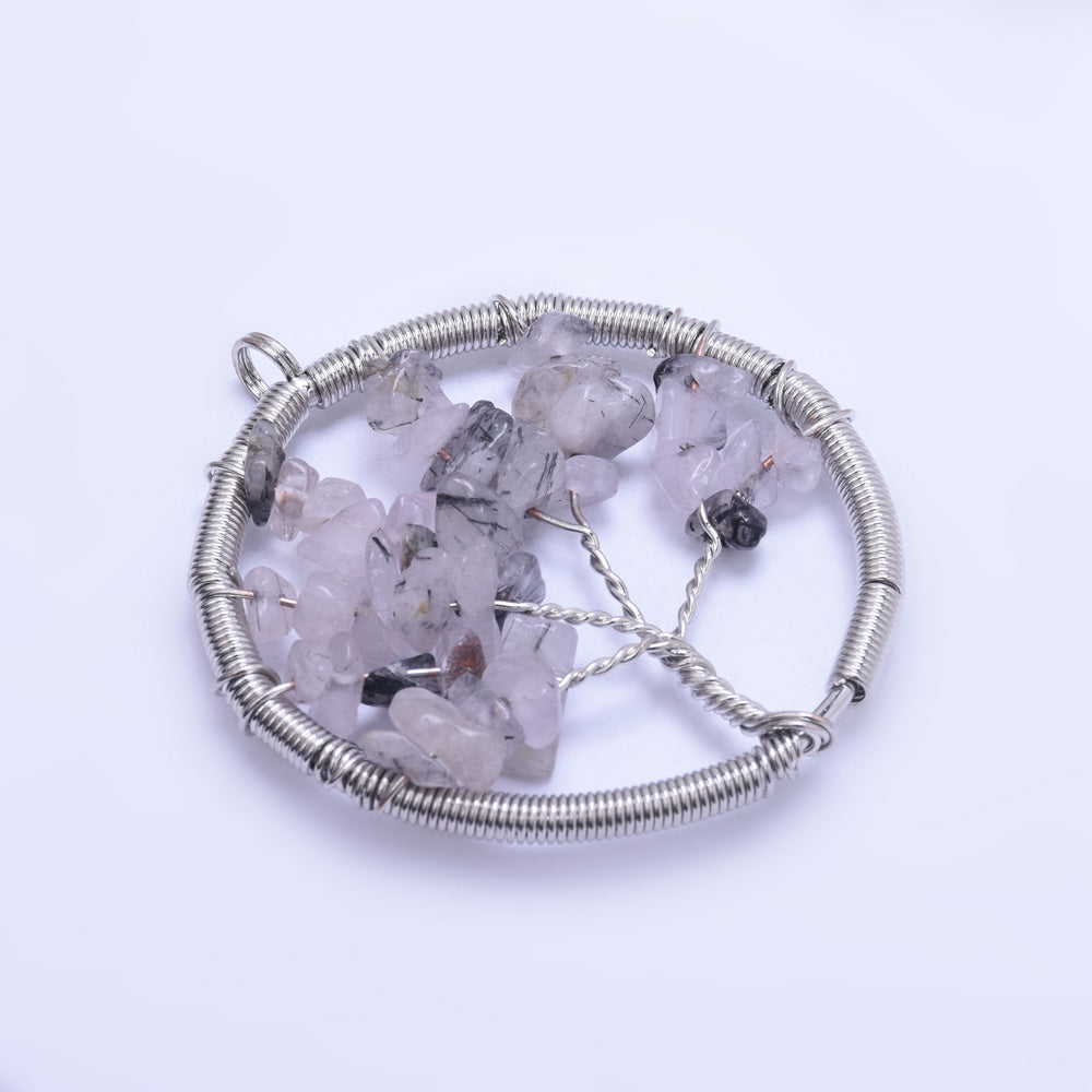 1 Purple 46mm Irregular Natural Stone Healing Fashion Jewelry Charm Crystal High Quality Pendant Tree of Life Women'sFashion Handwork
