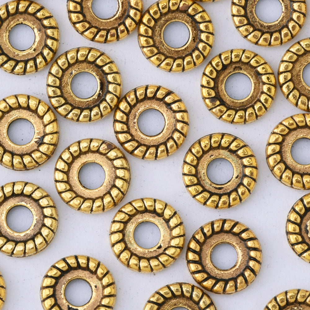 10mm Tibetan Gold Spacer Beads Fit European Charm Bracelet Findings Large Hole Charms Wholesale Jewelry Beading Supplies 50pcs