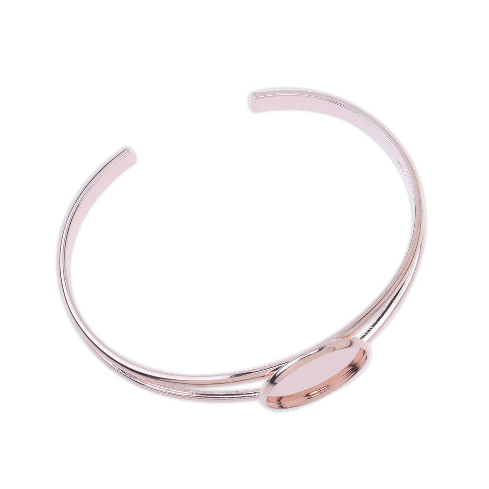 5 Adjustable Rose Gold Bracelet With 20MM Round Setting,Cuff,Adjustable, fit 20mm Round Cabochons