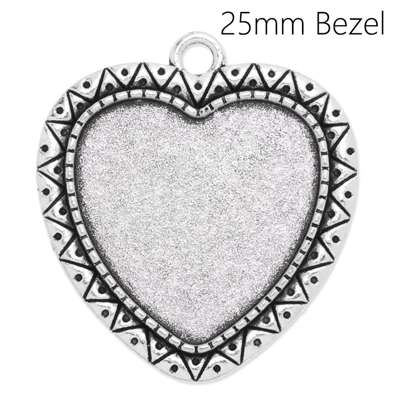 25mm Heart cameo setting,Zinc alloy filled,antique silver plated,20pcs/lot