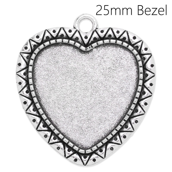 25mm Heart cameo setting,Zinc alloy filled,antique silver plated,20pcs/lot
