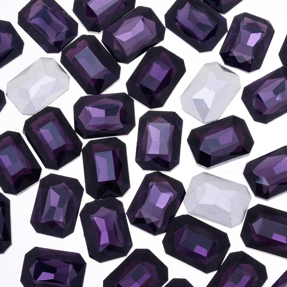 10x14mm Rectangle Pointed Back Rhinestones glass crystals beads wedding diy jewelry purple 50pcs 10183355