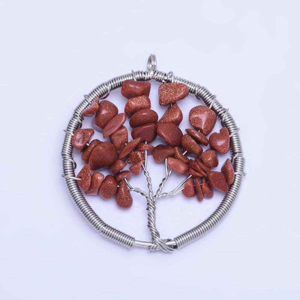 1 Red 46mm Irregular Natural Stone Healing Fashion Jewelry Charm Crystal High Quality Pendant Tree of Life Women'sFashion Handwork Gemstone