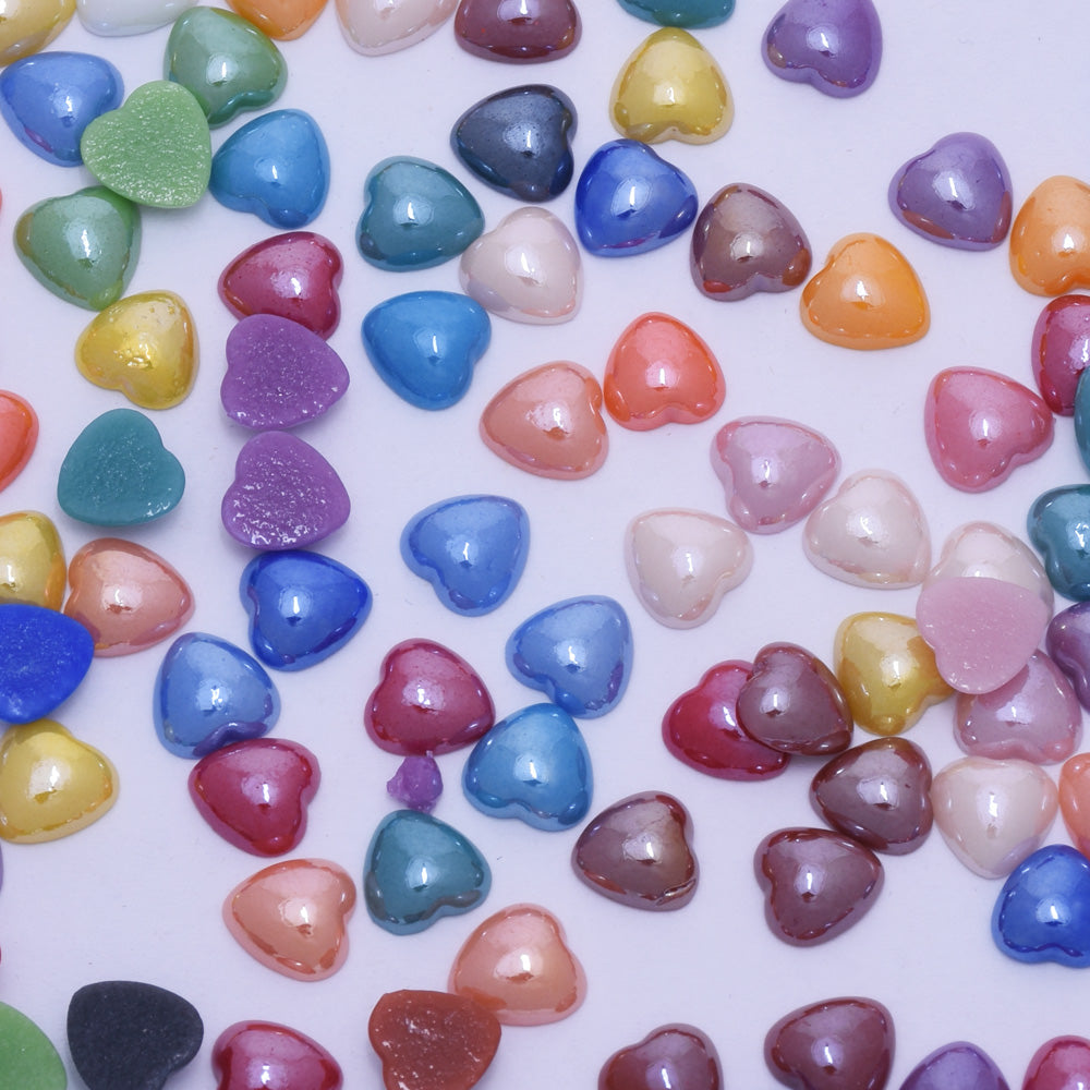 100  6mm Mix color Cabochon Jewelry Supplies Flatback Glass Ceramic heart shaped Non Hotfix Flatback Stones Decoration Phone Garment Accessories
