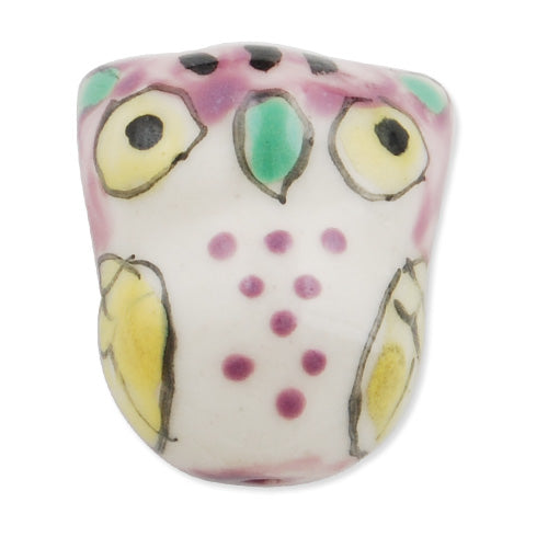 18*22MM Handmade Porcelain Beads, Owl,Purple,Hole size:4 MM 50pcs/lot