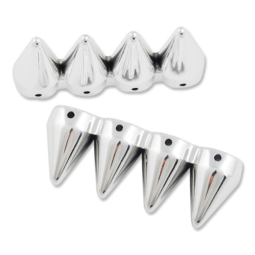 51*19.5*13 MM UV Coated Four Spikes,Silver,Hole Sizes:1.8mm,Sold 100PCS Per Package