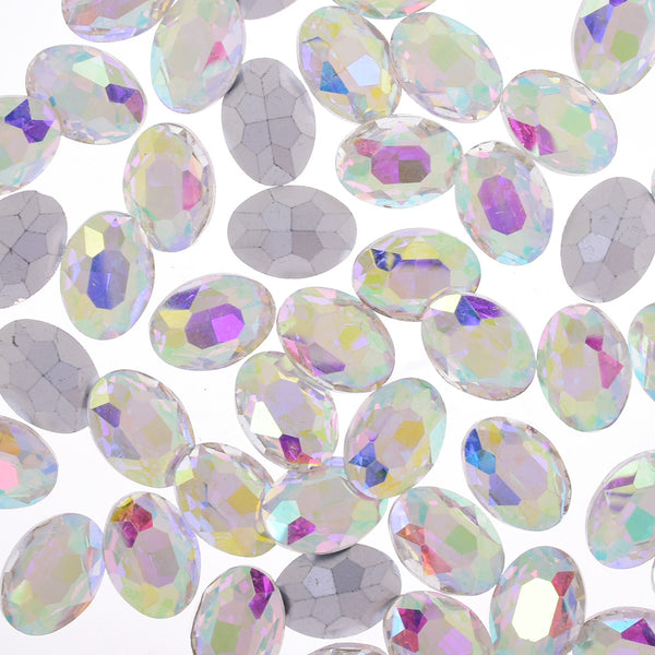 10x14mm Oval Pointed Back Rhinestones Glass Jewels point crystal Nail Art Craft Supply clear AB 50pcs 10183857