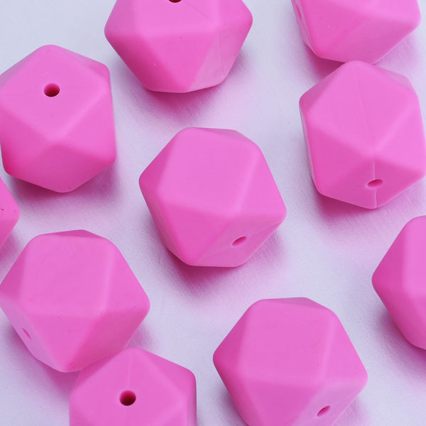 17*17*17MM Hexagon Silicone Teething Beads Sensory Beads BPA free silicone beading Food grade silicone Rose red 10pcs