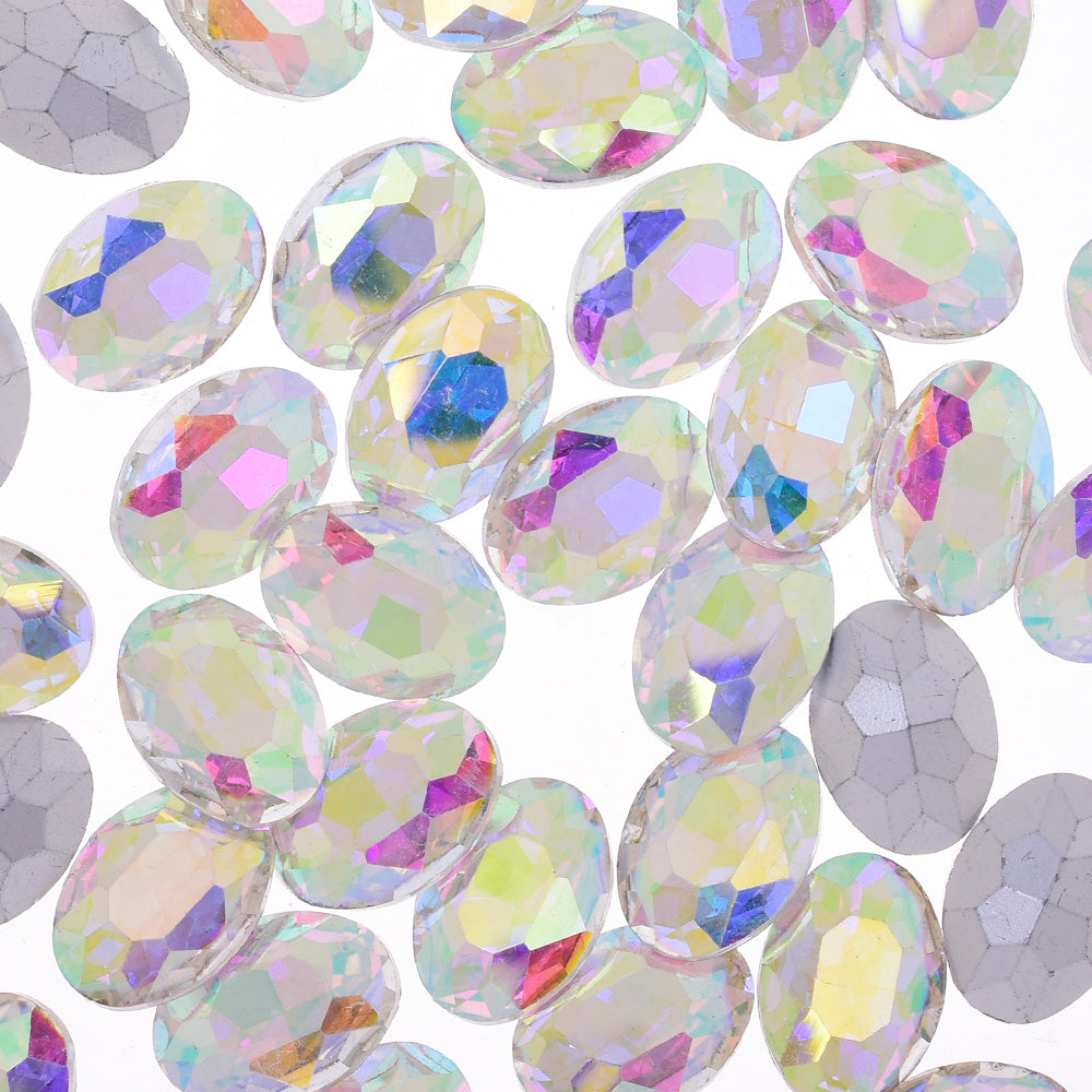 13x18mm Oval Pointed Back Rhinestones Glass Jewels point crystal Nail Art Craft Supply clear AB 50pcs 10183957