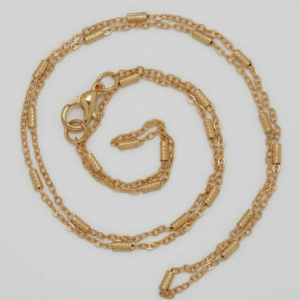 1.5mm brass tube Finished chain, Necklace Chain with Lobster Claw Clasp,Length 24" Jewelry Findings Wholesale Bulk rose gold 10PCS