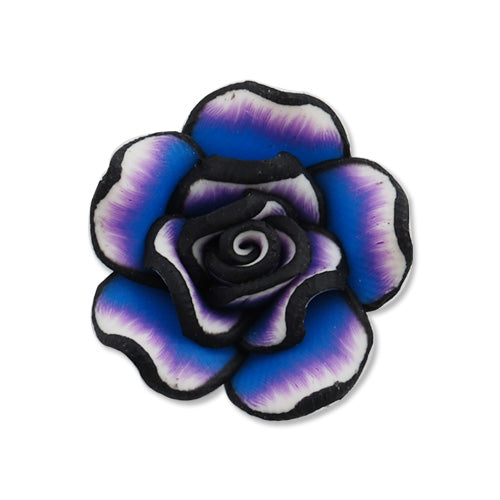 20MM HandMade And Flat Back Polymer Clay Flower Beads,Purple-Blue,Side Drilled Hole Size 2.5MM,Lead Free,Sold 50 PCS Per Package