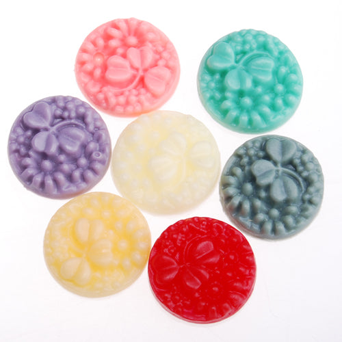 15MM Round Flower  Shape Beauty Head Resin Flatback Cabochons ,Mixed Colors;sold 50pcs per pkg