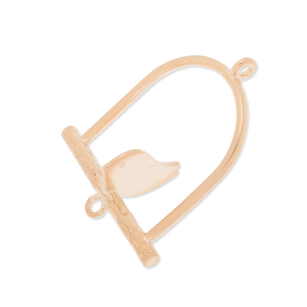24x30mm Bird and cage,Matte Golden,2 loops,connector for necklace/ear,sold 10pcs/lot