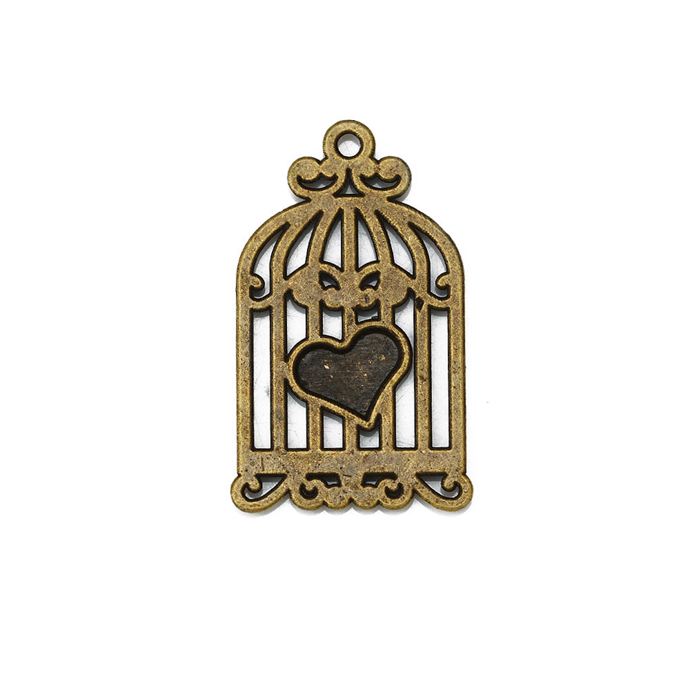 10 Tibetan Bronze Birdcage Bird Pendants Charms Cage pendant for necklace 20x34mm