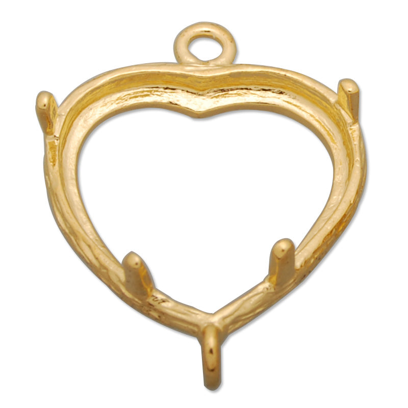 12*12.5MM Heart Brass Gemstone Bezel with hook,Gold,charms links,sold 20pcs per lot