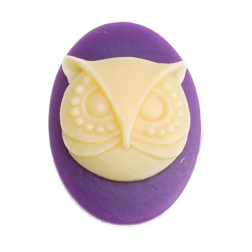 13*18MM Oval Owl Resin Flatback Cabochons,Purple and Yellow;sold 50pcs per pkg