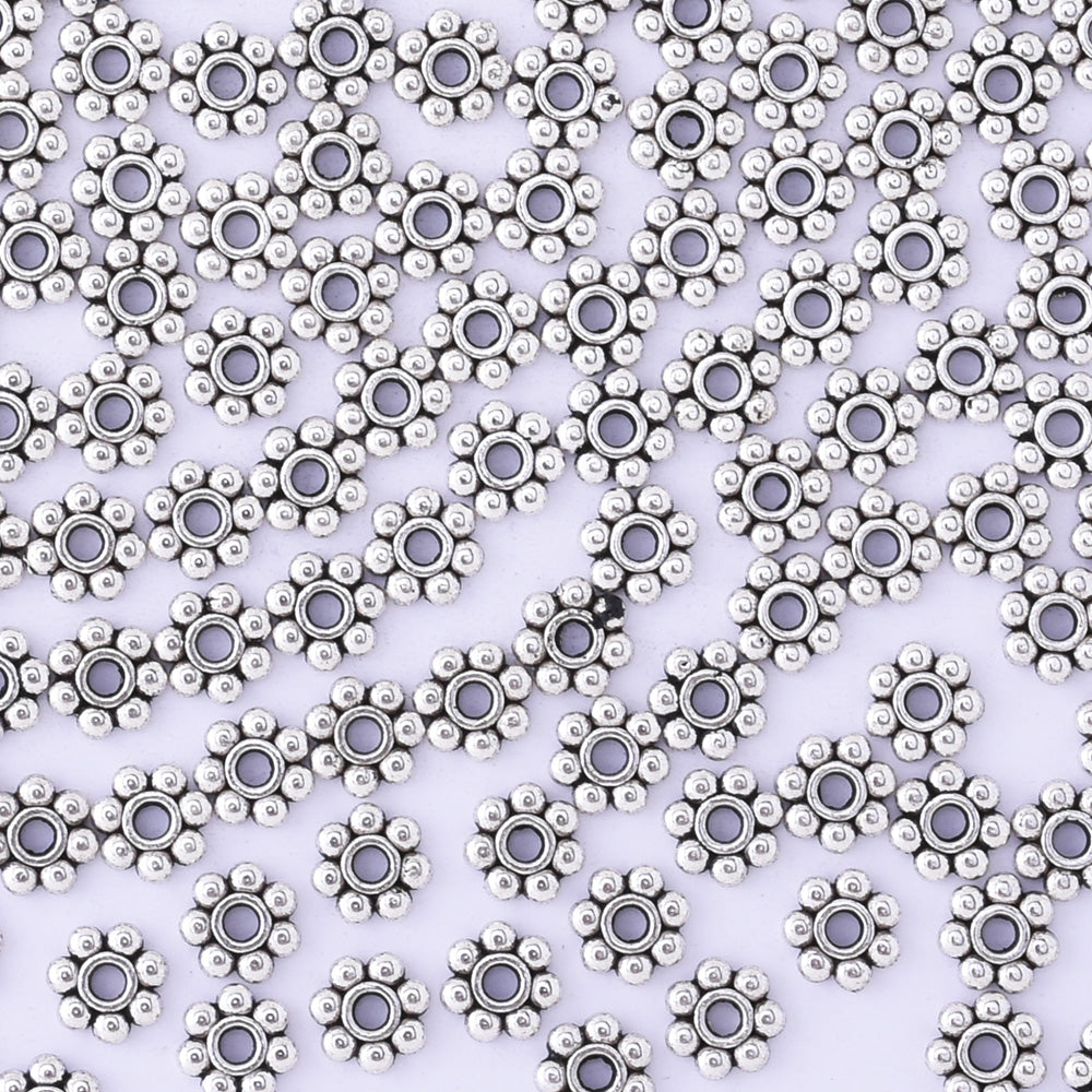6mm Tibetan Silver Daisy Flower Spacer Beads Loose Beads Charms DIY Findings 50pcs