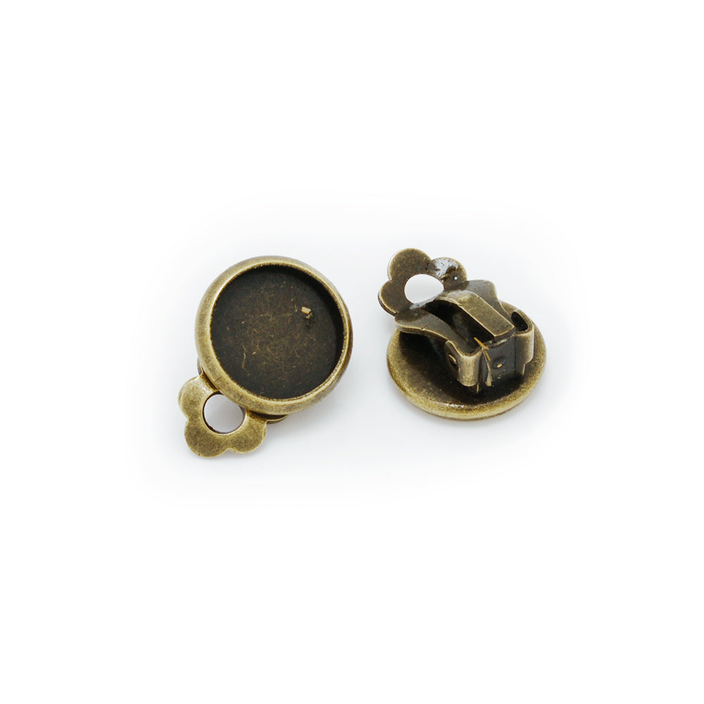 10mm Antique Bronze Metal Blank Earring Clip Base,Earring Clip Blanks,Cabochon base earring clip,50pcs/lot
