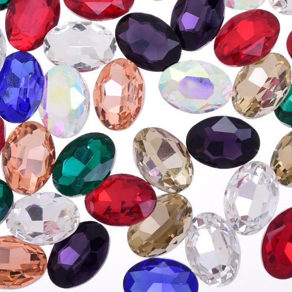 13x18mm Oval Pointed Back Rhinestones Glass Jewels point crystal Nail Art Craft Supply mixed 50pcs 10183958
