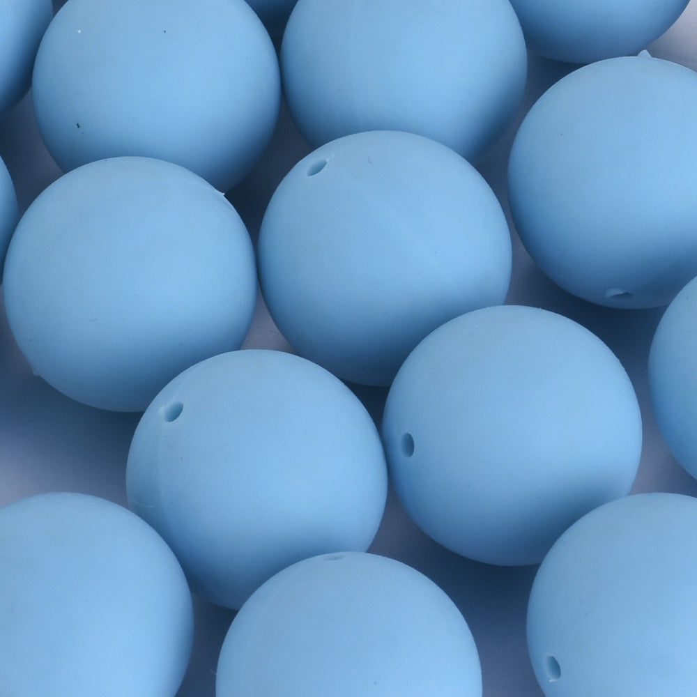 20mm Round Silicone Beads for Jewellery bpa free beads Food grade silicone sensory beads Safe Supplies blue 10pcs
