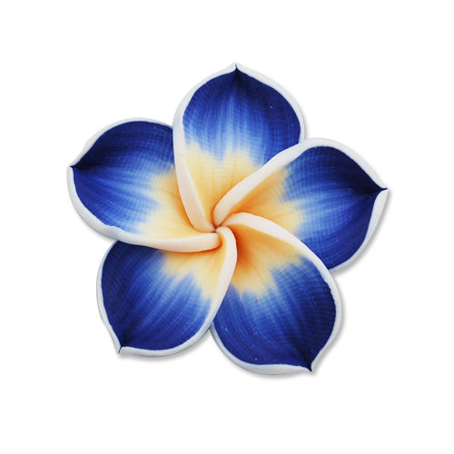 30MM HandMade And Flat Back Polymer Clay Flower Beads,Sapphire,Side Drilled Hole Size 2.5MM,Lead Free,Sold 50 PCS Per Package