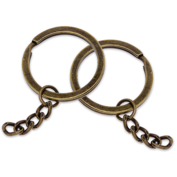 25mm DIY Key Ring Findings with Chain Split Key Ring round Ring Keychain Wholesale Lot Bulk antique bronze 50 pcs 10184508