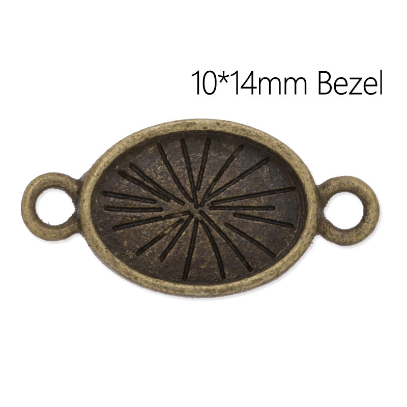 10x14mm Oval Bracelet Connector Bezel,Easy use,Zinc Alloy filled,Antique Bronze plated,20pcs/lot