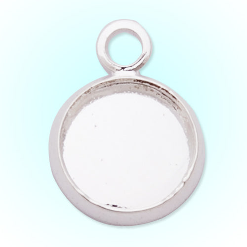 Silver Plated Pendant trays,lead and nickle free,fit 8mm round glass cabocon, sold 50pcs per pkg