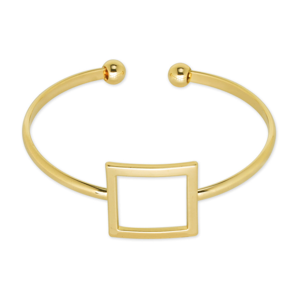 60mm Adjustable open Brass bracelet Bangle bracelet square bracelet women bracelet minimal jewelry plated gold 1pcs