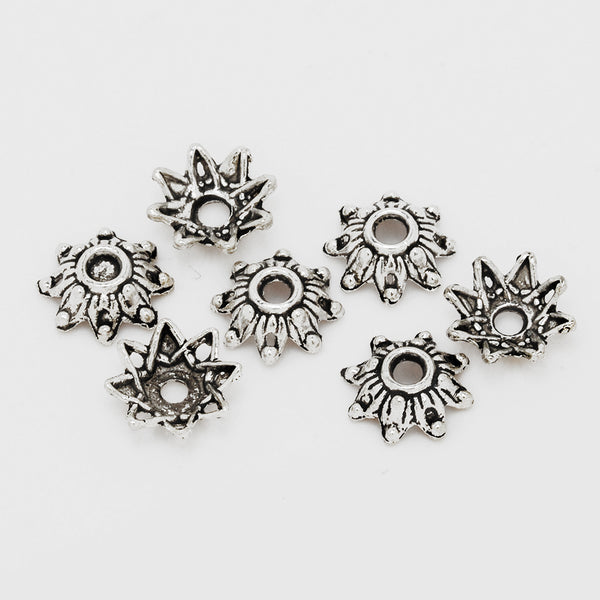 9mm Cameo Bead Caps,DIY Jewelry Findings,Antique Silver Charm Beads Caps,sold 100pcs/lot