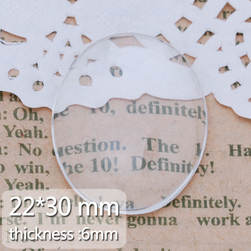 22x30mm Oval Clear glass cabochon,thickness about 6mm,50pcs/lot