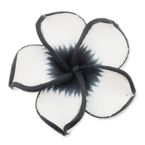 40MM HandMade And Flat Back Polymer Clay Flower Beads,Black and White,Side Drilled Hole Size 2.5MM