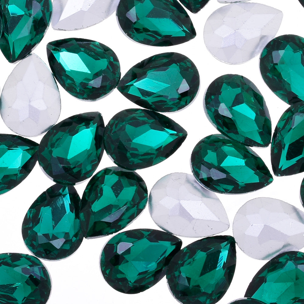 13x18mm Teardrop crystal Pointed Back Rhinestones Glass Crystal dress jewellery making shoes green 50pcs 10184253