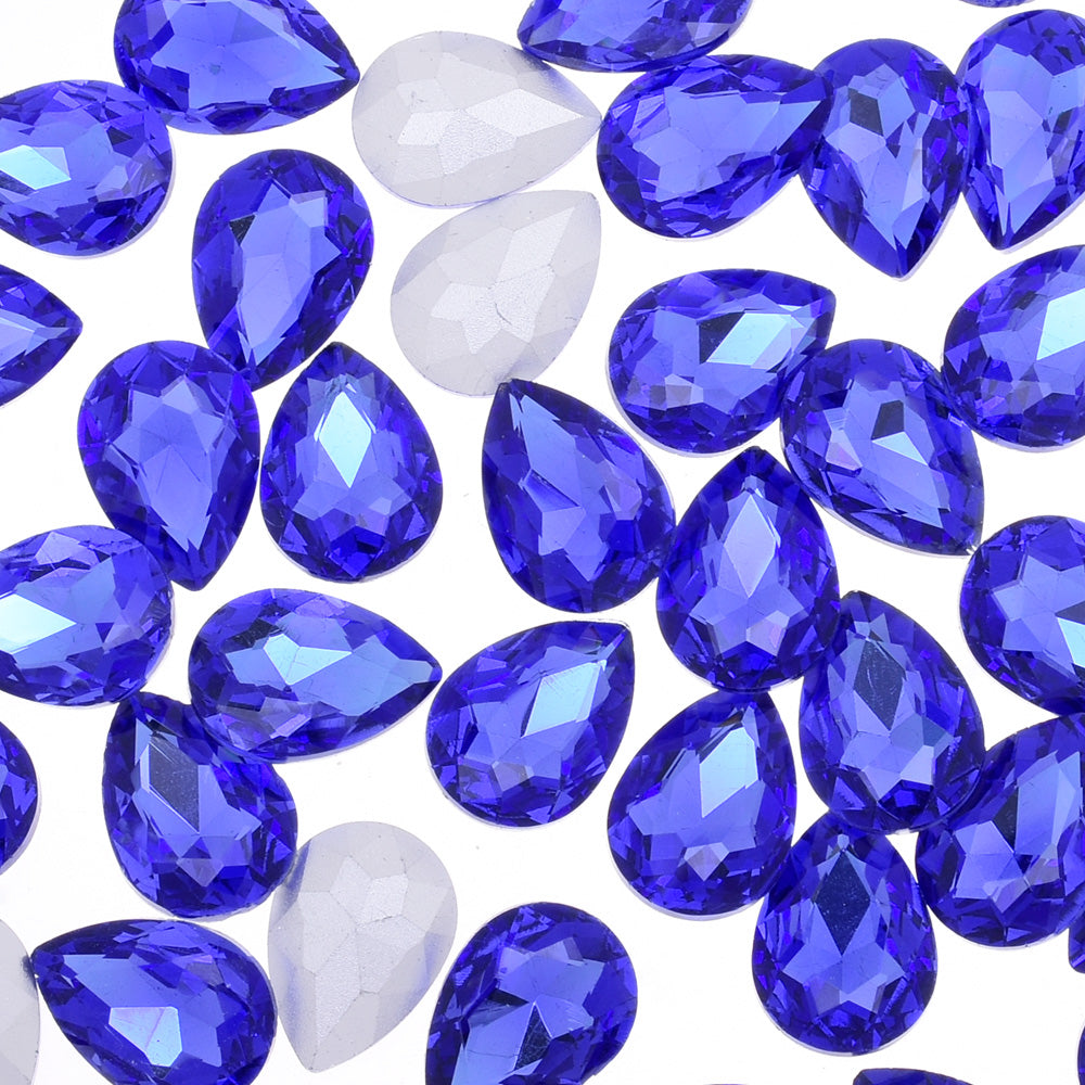 13x18mm Teardrop crystal Pointed Back Rhinestones Glass Crystal dress jewellery making shoes blue 50pcs 10184252