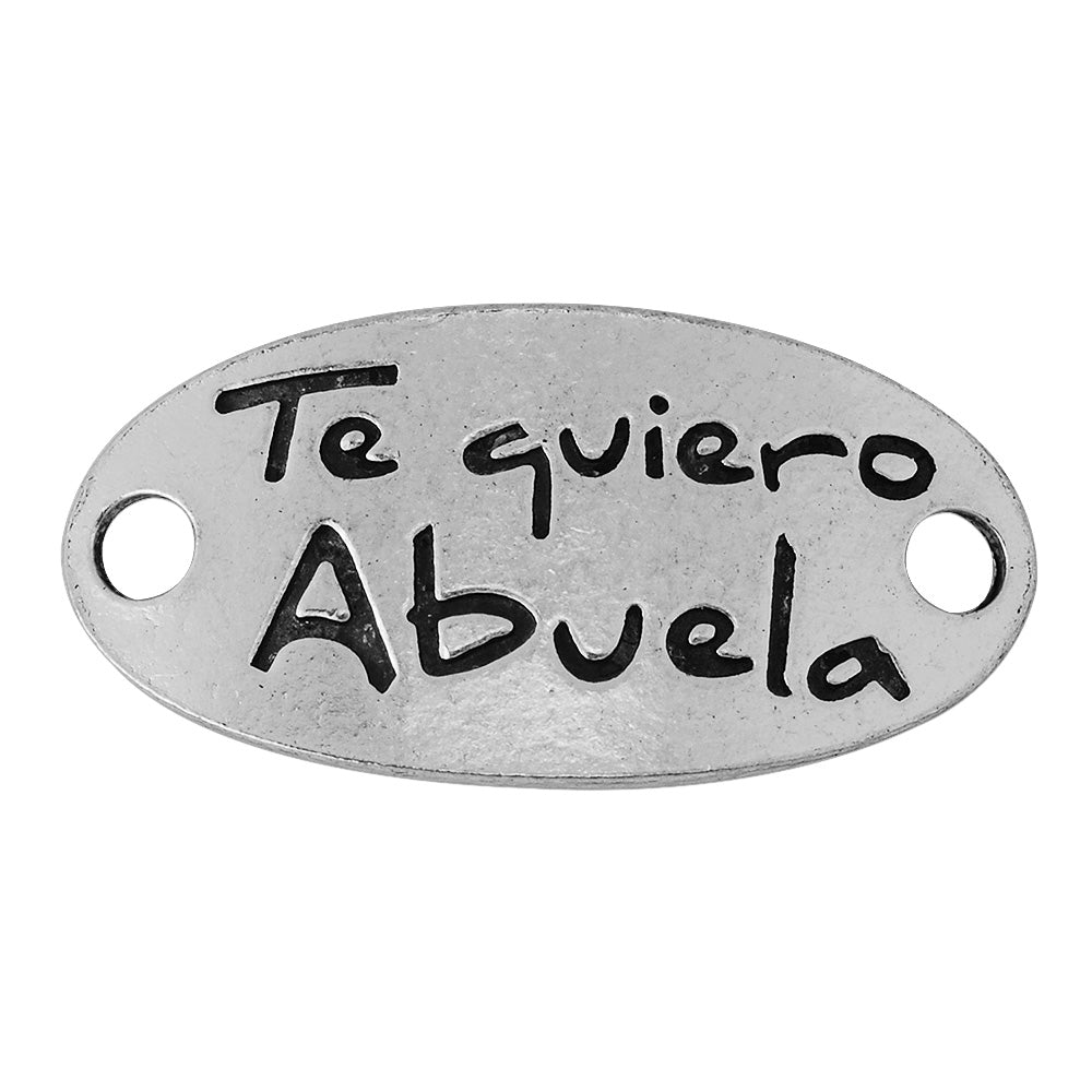 20 Te quiero Abuela word connector spanish connectors tibetan silver curved sideways bracelet connector link 38x19mm