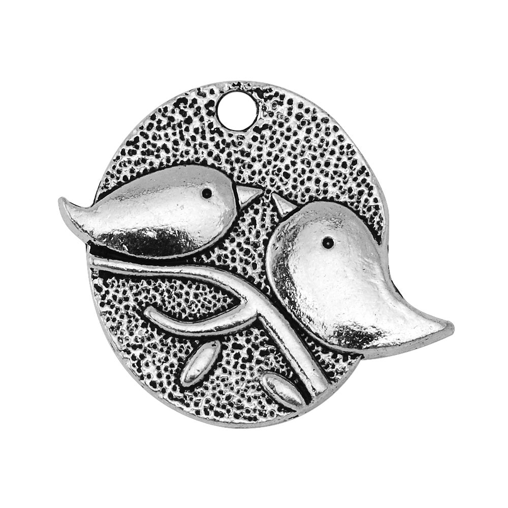 50  Free Bird Charm, bird lover Pendant,Antique Silver Sparrow Pendant, Jewelry Making Findings 25mm