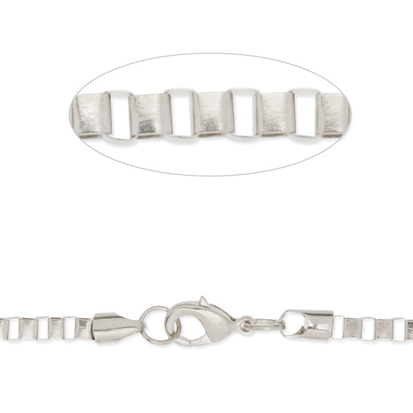 24 inch long necklace Box chain for pendant,4x3mm link size,Lobster Clasp end,Brass chain,Nickel plated,20pcs/lot