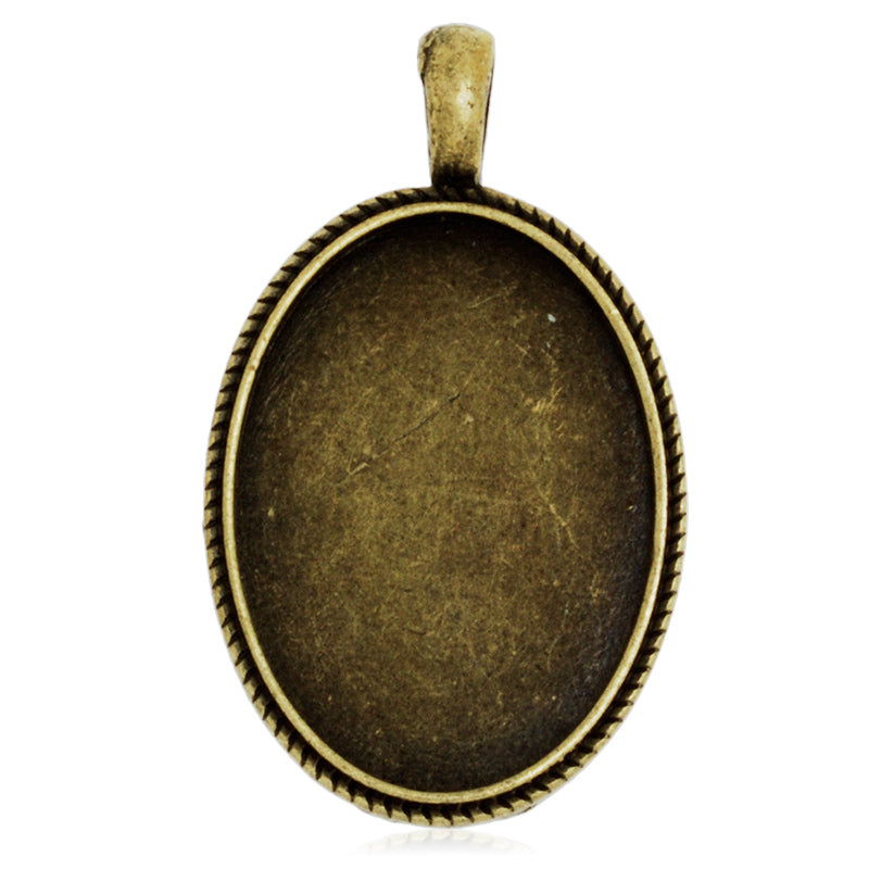 25 * 35mm (Inner size) Antique bronze Oval pendant base,Jewelry blank zinc alloy pendant settings,cabochon bezel settings,20 pieces/lot