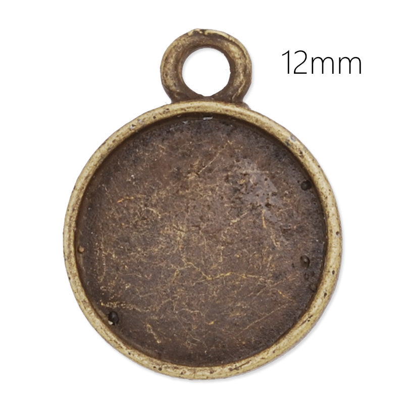 12mm Round Pendant tray,Zinc alloy filled,antique bronze plated,20pcs/lot