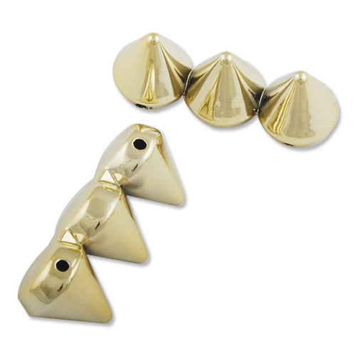 36*14*13 MM UV Coated Three Spikes,Gold,Hole Sizes:1.9mm,Sold 100PCS Per Package