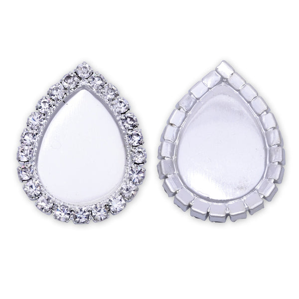 10 Silver Water Drop Shape Inner Size 13*18mm Claw Chain Base Jewelry accessories Metal Flatback Buttons Gemstone Bezel Pendant Tray Hair Accessories